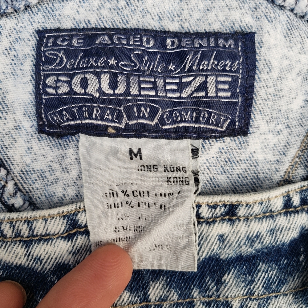 VINTAGE Girls Squeeze Bleached/Acid Washed Jean Overall Dress- M - Picture 10 of 14